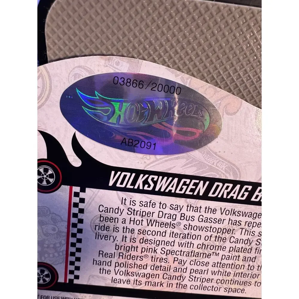 Hot Wheels RLC Volkswagen Drag Bus Candy Striper Pink Logo variant numbered 3866